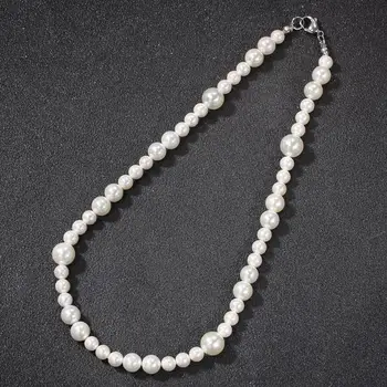 BLING KARALIS Modes Trīs Lielums White Shell Pearl Samaisa Ķēdes Vintage Kaklarota 6mm Platums Sieviešu Rotaslietas