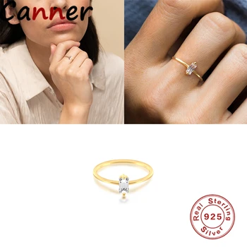 Canner Gredzeni Sievietēm, Vienkāršu Stila S925 Sudraba Shiny Diamond Ring Pāru Laulības Gredzenu Zelta Krāsā Smalkas Rotaslietas Collares 2021