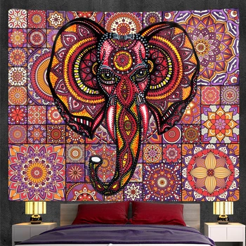 Indijas zilonis Mandala gobelēns mājas apdare gobelēns Bohēmijas dekoratīvās Hipiju liela izmēra gobelēns matrača