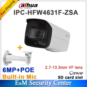 Sākotnējā dahua IPC-HFW4631F-ZSA 6MP Tīkla Kameras POE IS, 2.7-13.5 mm VF objektīvs Bullet Kamera mikrofons, SD Kartes Slots ar balsteni
