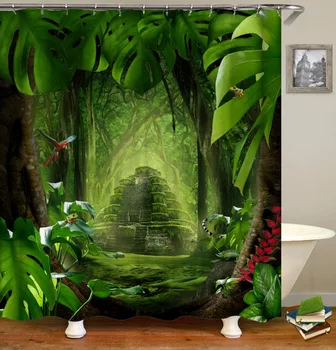 Drukāt Dušu Aizkariem, Vannas istabā Auduma Poliestera 3D Ūdensizturīgs Augu Aizkari Vannas Aizkari Iela Durvis