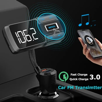 FM Modulators Raidītājs Bluetooth 5.0 Dual USB Auto Lādētāju vai Automašīnas Brīvroku Komplektu, QC3.0 Bezvadu lādētāju Aux Audio MP3 Atskaņotājs