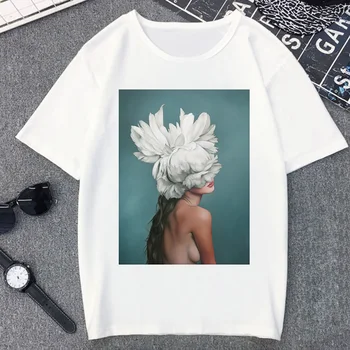 Ziedu, Ziedu, Spalvu Dzeltenā T-krekls Sievietēm Vasarā Īsām Piedurknēm ar Apaļu Kakla Harajuku Drukāt Gadījuma Modes Sieviešu Topi 