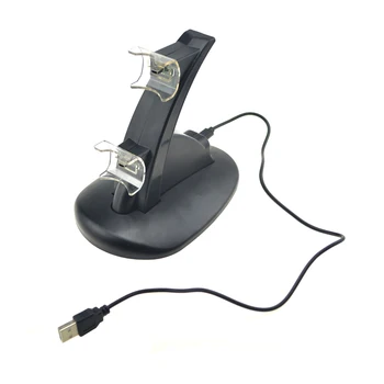 Jaunas Dual USB Uzlādes Doks PlayStation 4 Pro Slim Kontrolieris Rīkoties ar Šūpuļa Dubultā USB Lādētājs Ar Led Gaismu PS4 Gamepad