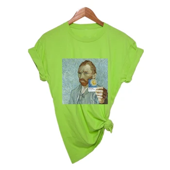 Mūsdienu Girly Stila T-krekls Van Goga Drukāt Ropa Mujer Modes Sieviešu krekls, Ērti, Elpojoši Gadījuma O-veida kakla Multicolor Tshirt