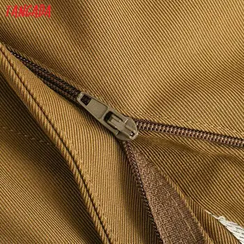 Tangada modes sieviešu cietā uzvalku bikses bikses rāvējslēdzēja kabatām pogas birojs dāma bikses pantalon 5Z181