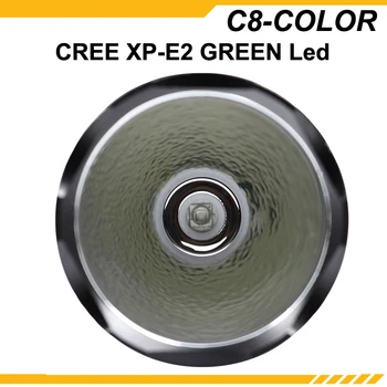 KDLITKER C8-KRĀSU Cree XP-E2 Zaļā 530nm 400 Lm Kempings Medību LED kabatas Lukturītis - Melna ( 1x18650 )