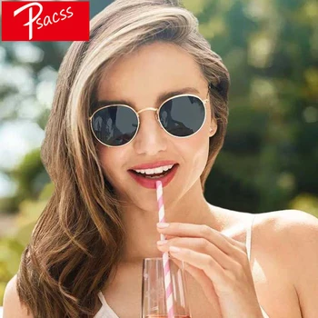 PSACSS 2020. gadam, Apaļas Saulesbrilles Sieviešu Vintage Mazo Metāla Glāzes Zīmola Dizainere Sunglass Par Sievietes/Vīrieši Oculos De Sol Gafas UV400