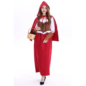 Pieaugušo Sieviešu Plus Izmērs ir Liels S-XXL Retro Pasaku Little Red Riding Hood Kostīmi Kostīms, Purima Halloween Puse