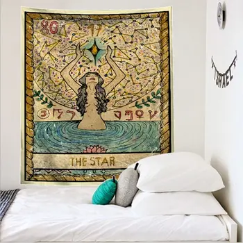 Mandala Tarot Kartes Modelis Segu Gobelēns Sienas Karājas Gobelēni, Guļamistabas gultas Pārklājs Mest Vāciņu, Saule, Mēness, Sienas Dekori 100x75CM