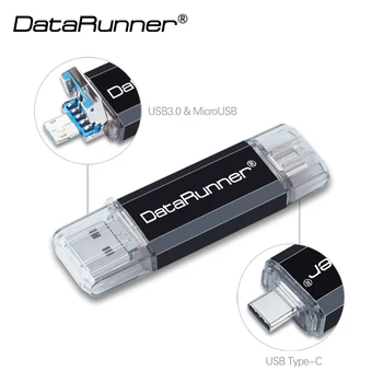 DataRunner OTG USB Zibatmiņas Disks Usb 3.0 C Tipa Pen Drive 32GB Usb Stick 16GB 64GB, 128GB un 256 gb 512 GB Pendrive Flash Memory Stick