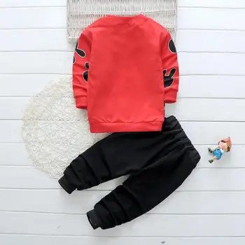 Modes Meitene Zēnu Apģērbu Komplekti Karikatūra ar garām Piedurknēm T-Krekls, Bikses, Sporta Tērpi, 2gab Izklaides Bērniem Valkājot Bērniem Mājas Apģērbs
