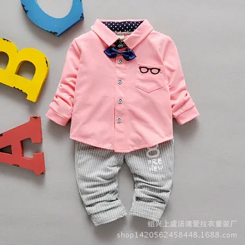 Bērnu Apģērbs, Apģērbu 2016. Gada Pavasarī Jaunu korejiešu Zēns Ilgi Piedurknēm Krekls Tie Atbilstu Bērniem Jūra Zēnu Komplekts