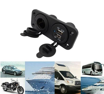 12V Dual Auto USB Lādētāja Ligzda piepīpētāja izeja Motocikla, Kravas Auto, ATV Laivu Tālruņa Lādētāju Strāvas Adapteri Kontaktligzdai