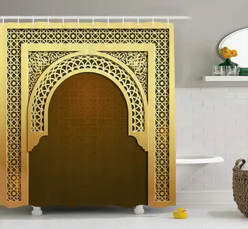 Marokas Dušas Aizkars Tuvo Austrumu Kultūrā, Apsveikuma Ritiniet Arch Attēls Svinības Reliģisko Tēmu Auduma Vannas Istaba Dekori
