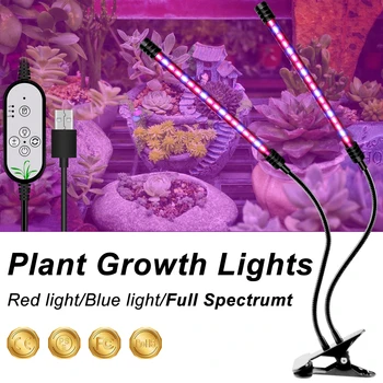 Fito Lampas 1,2,3 Galvas Taimeris Pilna Spektra USB Augt Gaismas Lampas Iekārtas Fitolamp Siltumnīcefekta Dārzs, Ziedi, Augi Aug Kaste