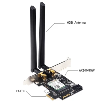 Fenvi PCIe Wifi6 Adapteris AX200 Wifi Karte Bezvadu Bluetooth 5.0 Dual Band 2.4 G/5 ghz 802.11 Ax/Ac Ārējās Express Antena