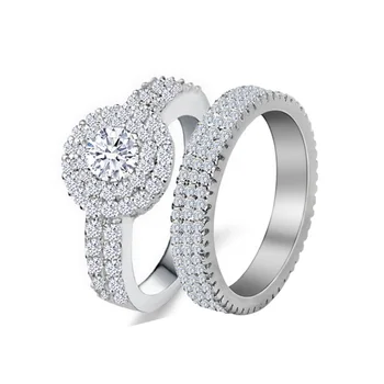 925 Sterling sudraba kāzu Gredzeni komplekts 3 in 1 joslu gredzenu Sieviešu iesaistīšanās kāzu modes rotaslietas pirkstu Melnā piektdiena R4629