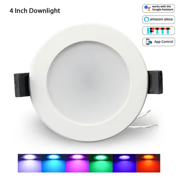 WIFI RGBCW Smart Downlight 4 Collu 14W Darbu ar Echo Google Home Apaļš Padziļinājums, LED Lampas, Virtuves Restorāna Telpās
