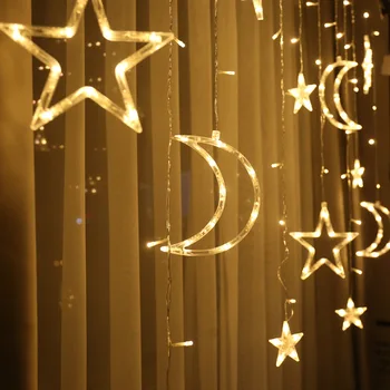 Moon Star Lampas LED Aizkaru String Gaismas Ins Ziemassvētku Gaismas Dekori Brīvdienu Pasaku Gaismas Kāzas, Svētku Dekorēšana Neona Laternas