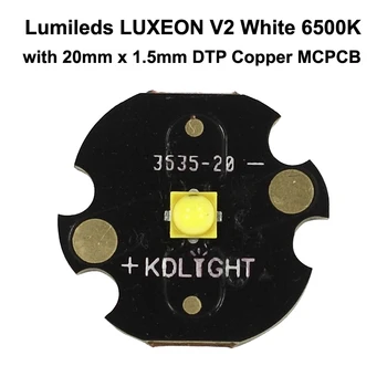 Lumileds LUXEON V2 White 6500K LED Avotu Ar 16mm / 20mm DTP Vara MCPCB