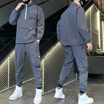 Vīrieši Streetwear Tracksuit Harajuku Joggers Uzvalku Komplekti Atstarojošs 2020 