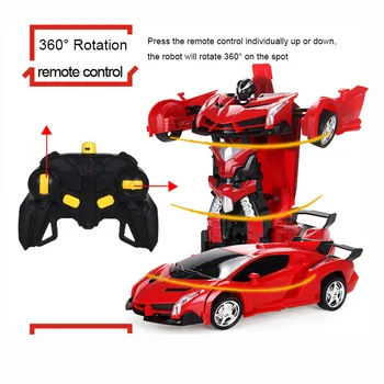 Led Gaismas Rc Auto Transformācijas Robots RC Auto Auto Sporta Transportlīdzekļa Modelis Roboti Rotaļlietas 1:18 Deformācijas RC Auto Rotaļlietas Dāvanām Zēniem