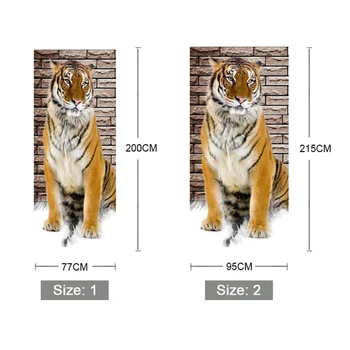 2gab/Komplekts 3D Tiger Durvīm Uzlīme, Sienas Uzlīmes DIY pašlīmējošas Ūdensizturīgs Durvis, Sienas Foto Tapetes Mājas Dekorēšana Dzīvojamā Istaba
