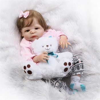 NPK 55cm Reāla Izmēra Lellēm, Atdzimis Bērnu Lelles Pilna Ķermeņa Silikona Baby Toddler Lelle Bērnu Rotaļu Gilrs Jaundzimušo Vannā Dzīvs Baby Doll