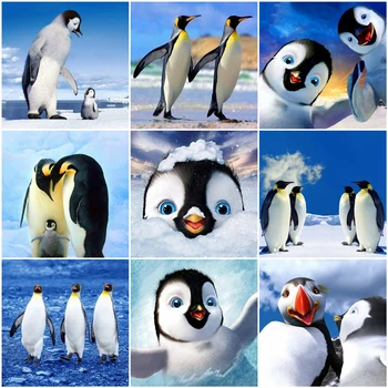 AZQSD Ziemas Pilnu Kvadrātveida Dimanta Izšuvumu Pārdošana Pingvīns DIY 5D Rokdarbi Dimanta Krāsošana Dzīvnieku Komplekti Mājas Apdare