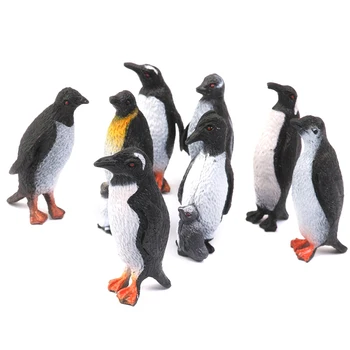 Plastmasas Pingvīns Okeāna Dzīvnieku Rotaļlietas Modeļa Dāvanu 8pcs Melns + Balts