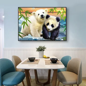 5D Dimanta Krāsošana Panda Green Bamboo Dzīvnieku Kārtā Pilna Urbt Multfilmas Bērniem DIY Mozaīkas Izšuvumi Krustdūrienā Rhinestone