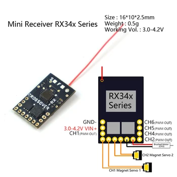 AEORC RX34X sērijas Mini Mikro RX 6CH Uztvērēju, Integrētu 1S 5.A matēts ESC un Elektromagnētiskā servo kontroles funkcija