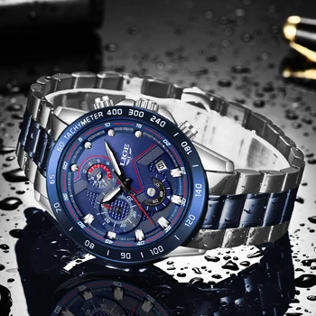 Relogio Masculino LIGE Karstā Modes Vīriešu Pulksteņi Top Zīmola Luksusa Rokas pulksteni Kvarca Pulkstenis Skatīties Blue Vīriešu Ūdensnecaurlaidīgs Chronograph