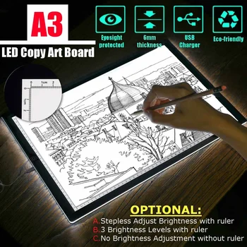 A5/A4 /A3 USB Powered Ultra Plānais LED rasējamais Dēlis Pad Animācija Izsekošanas Gaismas Kastes gaismas kārbas Tablete Tukšu Audekls 3 Līmenī Dimming