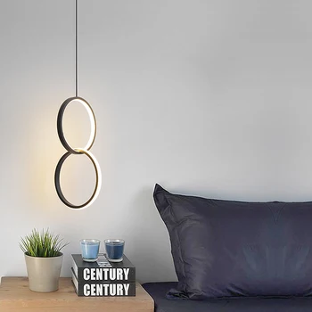 Gredzenu, kulonu gaismas minimālisma /creative /personības guļamistabas gultas LED pendant gaismas garu rindu, iekarināta lampas