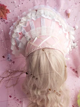 Roku darbs Kāzu Ziedu BNT Cosplay Gothic Krāšņs Mežģīņu Rozes Sunīti Vinatge Maiga Meitene Lolita Bandge BB Saules Cepure Klp Cepures