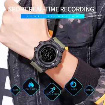 SKMEI1643 Smart Sporta Ciparu pulkstenis Vīriešiem Bluetooth Pedometrs sirdsdarbība Fitnesa Rokassprādze Zvanu Atgādinājumu Smartwatch ios Android