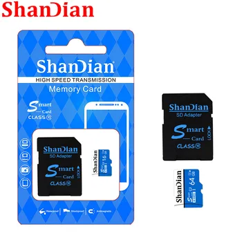 ShanDian Atmiņas kartes Micro SD kartes 32GB 64GB 16GB 8GB class10 TF kartes Microsd Pen drive Flash atmiņas disku viedtālrunis/kameru