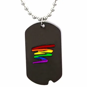 Jaunākās Mākslas Dizaina Vīriešiem Varavīksnes Dog Tag Piekariņu Kaklarota Sievieti Nerūsējošā Tērauda sānslīdi kaklasaite Geju Lesbiešu LGBT Praida Rotaslietas Ketting