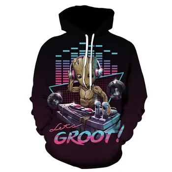 Rudenī Jaunu 3d Iespiesti Vīriešu pelēkā vārna Groot Filmu Aizbildņiem Galaxy Kids Modes Džemperis ar garām Piedurknēm Sporta Mētelis Smieklīgi Augšu
