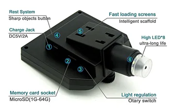 1-600x 3.6 MP USB Digital Elektronisko Mikroskopu Portatīvo 8 LED VGA Mikroskopu Ar 4.3