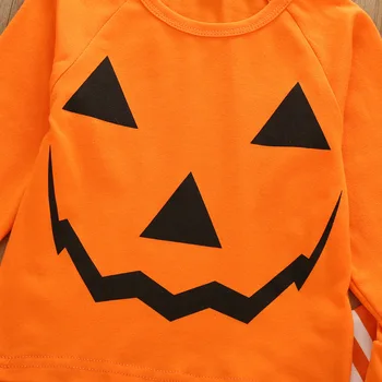 Halloween Bērnu Meitene Drēbes, Apelsīnu Pilna Krekls Svītru Bell Grunts Bērniem 2 Gabals, Kas Toddler Meitenes Rudenī Outifts Boutique Apģērbi