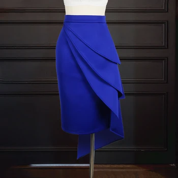 Šiks Asimetriski Svārki Eleganti Sieviešu tusiņu Augsta vidukļa Kroku Svārki 2020 Rudens Modes Jaunas Drēbes Plus Izmērs 2XL