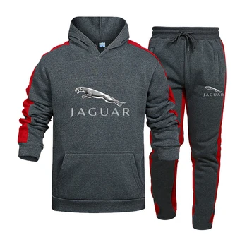 Jaguar Automašīnu Pavasara Rudens Vīriešiem, Hoodies Uzvalks Modes Gadījuma Tracksuit Mens Uzstādīt Sporta Divas Gabals Svītru Pelēkā Vārna Elsas Vīriešu Komplekti A02