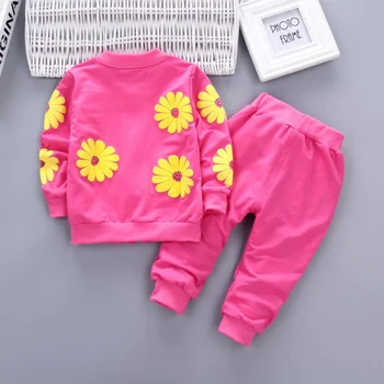 3Pcs Baby Meiteņu Drēbes 0-4T Komplekti Bērniem Toddler Meitenes Apģērbu skaistu Ziedu Drukāt T-Kreklu, Mēteli Elsas Uzstādīt Toddler Meitene Apģērbs
