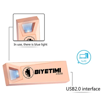USB 2.0 Biyetimi Flash Drive pendrive 64GB, 32GB 16GB 4GB 8GB usb ūdensizturīgs, metāla, sudraba, u diska memoria cel usb stick dāvanu