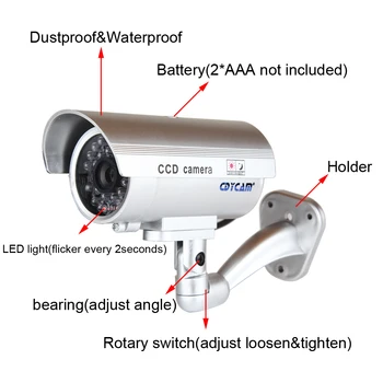 Cdycam Fake Dummy CCTV Ūdensizturīgs Kamera Ar Mirgojošu LED Āra vai Iekštelpu Reāli Meklē viltus Kamera Drošības Cam
