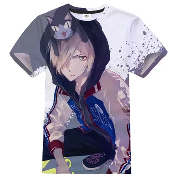 Sporta Gadījuma T-krekls Anime Stilā Cosplay Vīriešiem, Sievietēm Hip Hop Streetwear Jurijs Uz Ledus 3D Drukātā veidā T krekls Unisex Krekls Topi