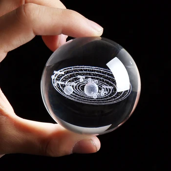 Lāzera Iegravēts Saules Sistēmas Bumbu 3D Miniatūrā Planētas Modelis Jomā Kristāla Bumbu Home Decoration Accessories Decoracion Hogar
